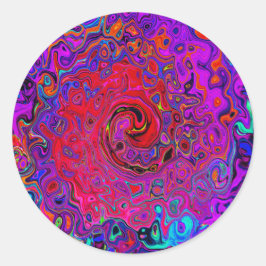 Trippy Red und Lila Abstrakt Retro Liquid Swirl Runder Aufkleber