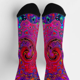 Trippy Red und Lila Abstrakt Retro Liquid Swirl Socken