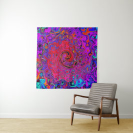 Trippy Red und Lila Abstrakt Retro Liquid Swirl Wandteppich