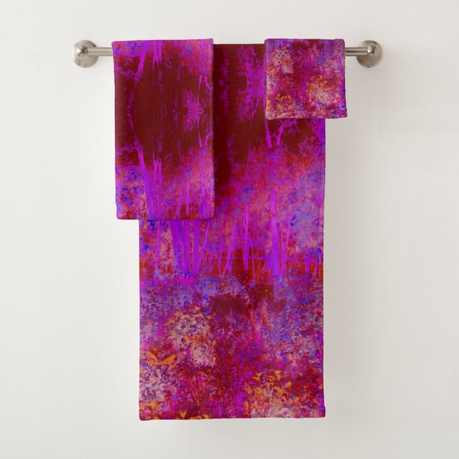 Trippy Red und Magenta Impressionistische Landscha Badhandtuch Set (Insitu)