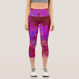 Trippy Red und Magenta Impressionistische Landscha Capri Leggings