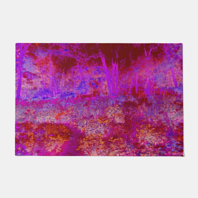 Trippy Red und Magenta Impressionistische Landscha Fußmatte (Vorderseite)