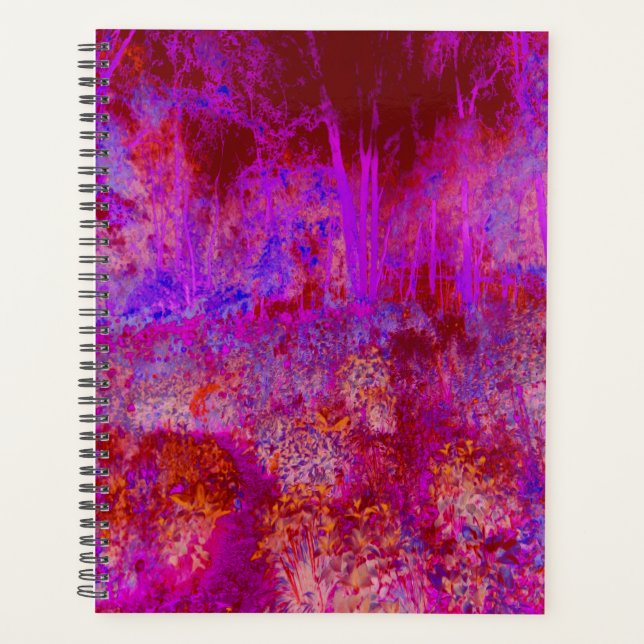 Trippy Red und Magenta Impressionistische Landscha Planer (Vorderseite)