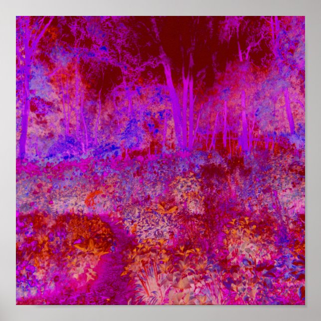 Trippy Red und Magenta Impressionistische Landscha Poster (Vorne)