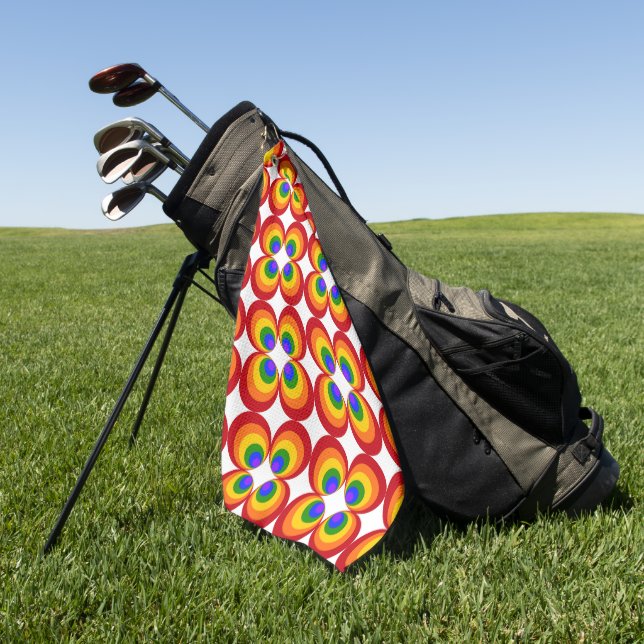 Trippy Regenbogenblumen Golfhandtuch (Gras)