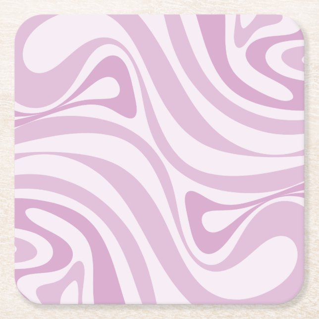 Trippy Retro Abstrakt Swirl Muster Lilac Pastel Rechteckiger Pappuntersetzer (Vorderseite)