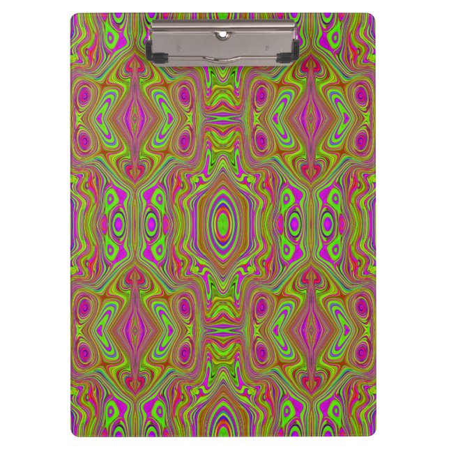 Trippy Retro Chartreuse Magenta Abstraktes Muster Klemmbrett (Vorderseite)