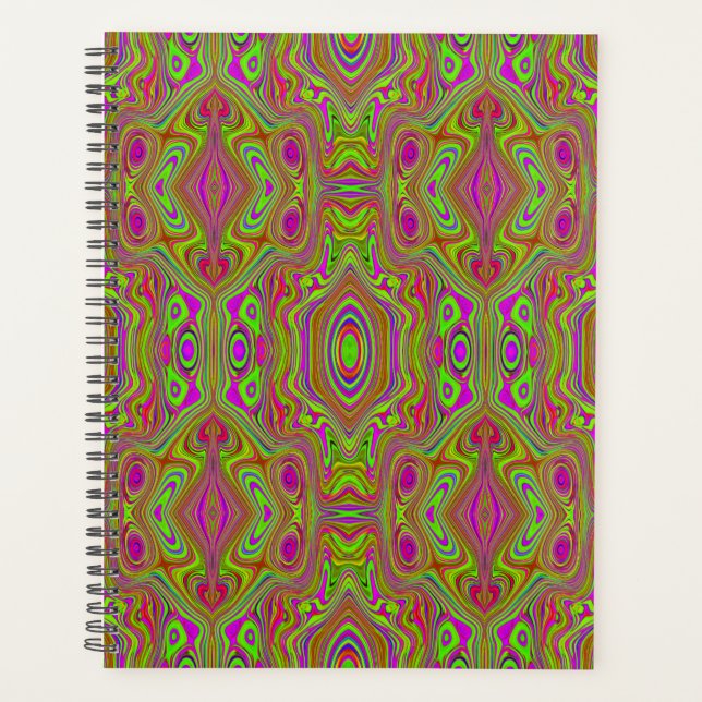Trippy Retro Chartreuse Magenta Abstraktes Muster Planer (Vorderseite)