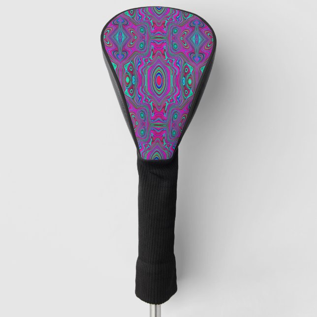 Trippy Retro Magenta, Blau und Grün Abstrakt Golf Headcover (Vorderseite)