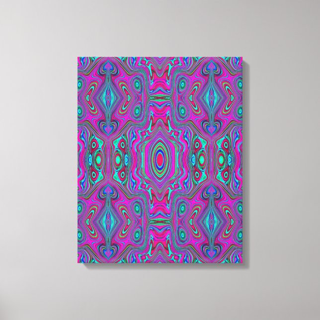 Trippy Retro Magenta, Blau und Grün Abstrakt Leinwanddruck (Vorderseite)
