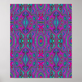 Trippy Retro Magenta, Blau und Grün Abstrakt Poster