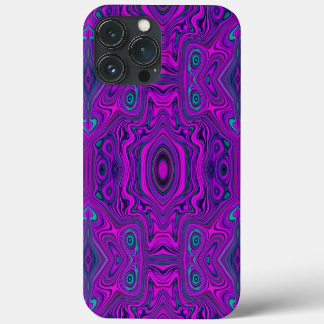 Trippy Retro Magenta und Schwarz Abstraktes Muster Case-Mate iPhone Hülle (Rückseite)