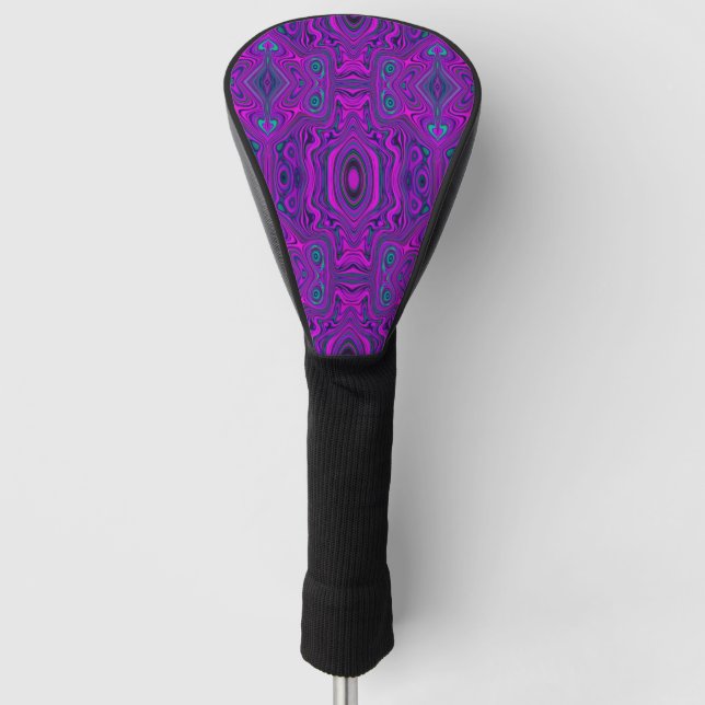 Trippy Retro Magenta und Schwarz Abstraktes Muster Golf Headcover (Vorderseite)