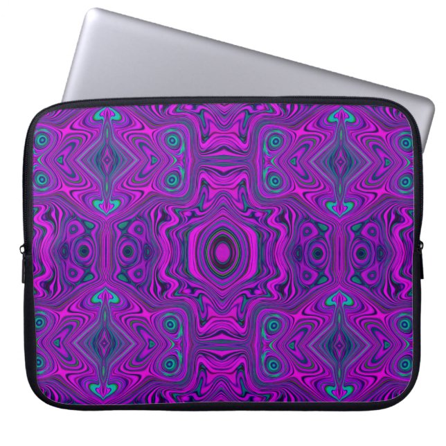 Trippy Retro Magenta und Schwarz Abstraktes Muster Laptopschutzhülle (Vorderseite)