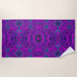 Trippy Retro Magenta und Schwarz Abstraktes Muster Strandtuch