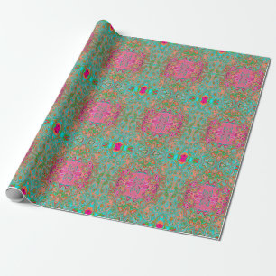 Trippy Retro Orange und Aqua Groovy Abstract Art Geschenkpapier