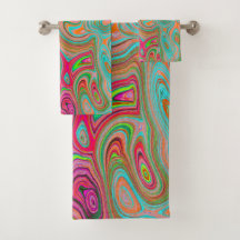 Trippy Retro Orange und Aqua Groovy Abstrakte Kuns