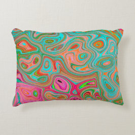 Trippy Retro Orange und Aqua Groovy Abstrakte Kuns Dekokissen