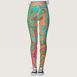 Trippy Retro Orange und Aqua Groovy Abstrakte Kuns Leggings