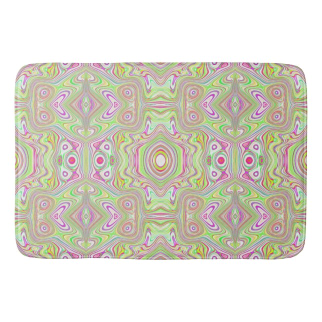 Trippy Retro Pink und Lime Green Abstraktes Muster Badematte (Vorderseite)