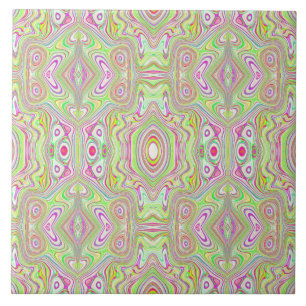 Trippy Retro Pink und Lime Green Abstraktes Muster Fliese