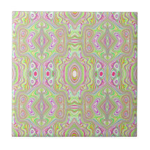 Trippy Retro Pink und Lime Green Abstraktes Muster