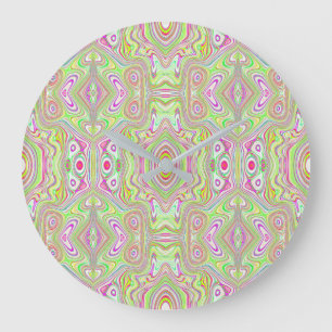 Trippy Retro Pink und Lime Green Abstraktes Muster Große Wanduhr