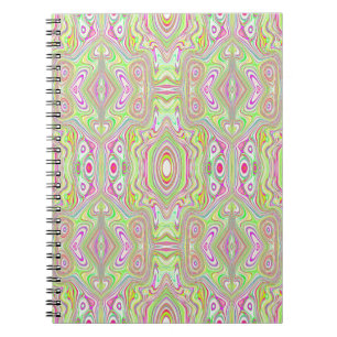 Trippy Retro Pink und Lime Green Abstraktes Muster Notizblock
