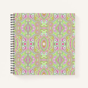 Trippy Retro Pink und Lime Green Abstraktes Muster Notizbuch