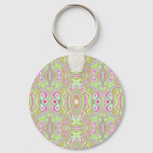 Trippy Retro Pink und Lime Green Abstraktes Muster Schlüsselanhänger