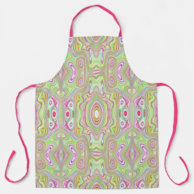 Trippy Retro Pink und Lime Green Abstraktes Muster Schürze (Vorderseite)