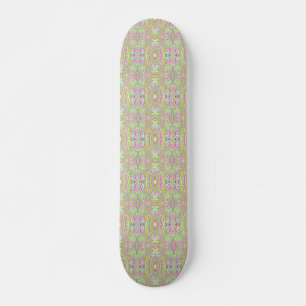 Trippy Retro Pink und Lime Green Abstraktes Muster Skateboard