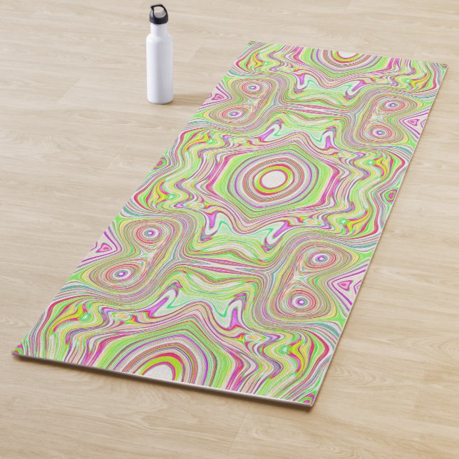 Trippy Retro Pink und Lime Green Abstraktes Muster Yogamatte (Beispiel)