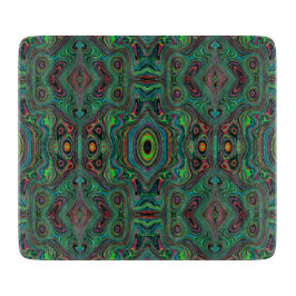 Trippy Retro Schwarz und Lime Green Abstraktes Mus Schneidebrett