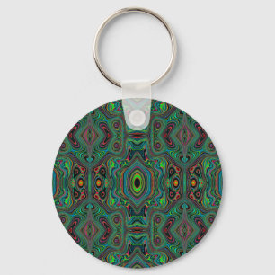 Trippy Retro Schwarz und Limettengrün abstraktes M Schlüsselanhänger
