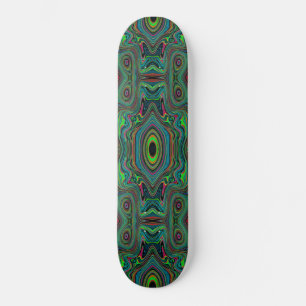 Trippy Retro Schwarz und Limettengrün abstraktes M Skateboard