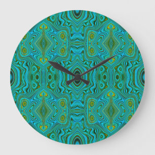 Trippy Retro Türkis Chartreuse Abstraktes Muster Große Wanduhr