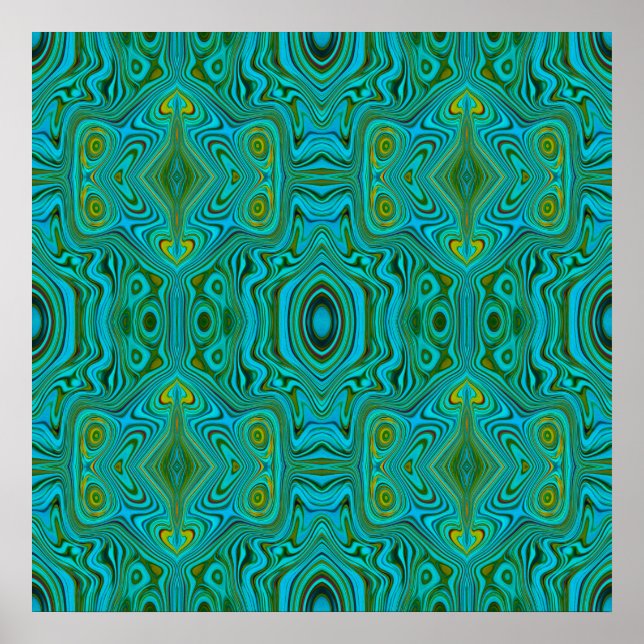 Trippy Retro Türkis Chartreuse Abstraktes Muster Poster (Vorne)