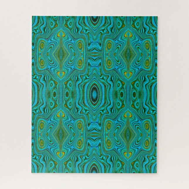 Trippy Retro Türkis Chartreuse Abstraktes Muster Puzzle (Vertikal)