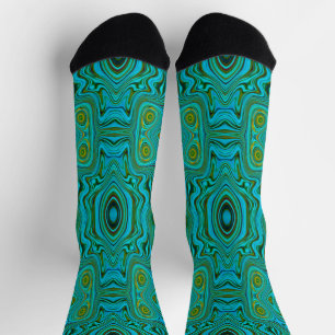 Trippy Retro Türkis Chartreuse abstraktes Muster Socken