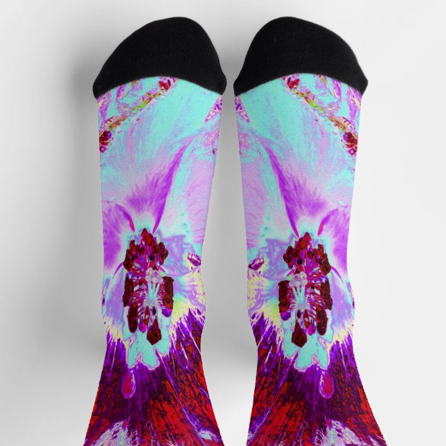 Trippy Retro Türkis Chartreuse Abstraktes Muster Socken (Oben)