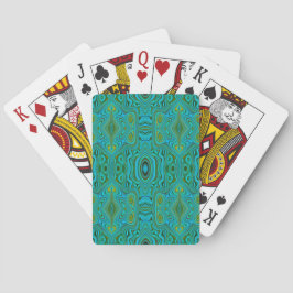 Trippy Retro Türkis Chartreuse Abstraktes Muster Spielkarten