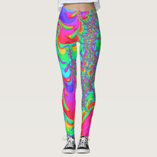 Trippy Retro Vibranntes Neon Rainbow Fraktal Art Leggings