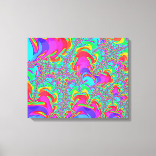 Trippy Retro Vibranntes Neon Rainbow Fraktal Art Leinwanddruck