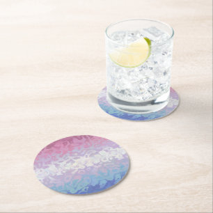 Trippy Ripply Groovy Exzentrische Bigender Pride F Runder Pappuntersetzer