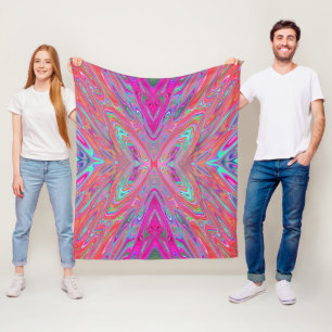 Trippy Rosa, Aqua und Magenta Abstrakter Schmetter Fleecedecke