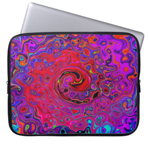 Trippy roter und violetter abstrakter Retro-Flüssi Laptopschutzhülle