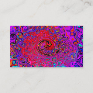 Trippy roter und violetter abstrakter Retro-Flüssi Visitenkarte