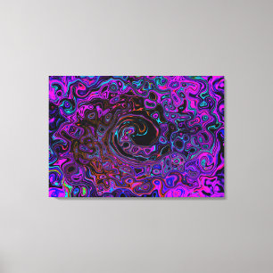 Trippy Schwarz und Magenta Retro Flüssigkeitswirbe Leinwanddruck