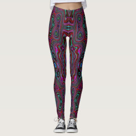 Trippy Seafoam Green und Magenta Abstraktes Muster Leggings